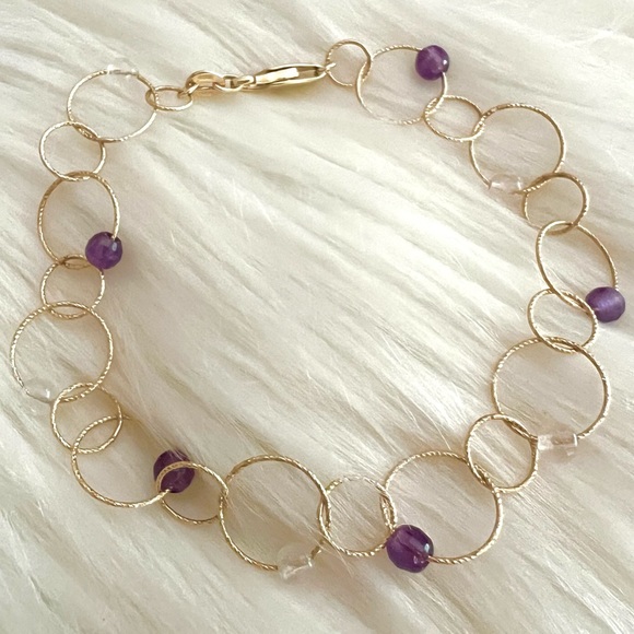 14k gold CAODURO Italian Luxury bracelet rings/circles - Picture 2 of 13